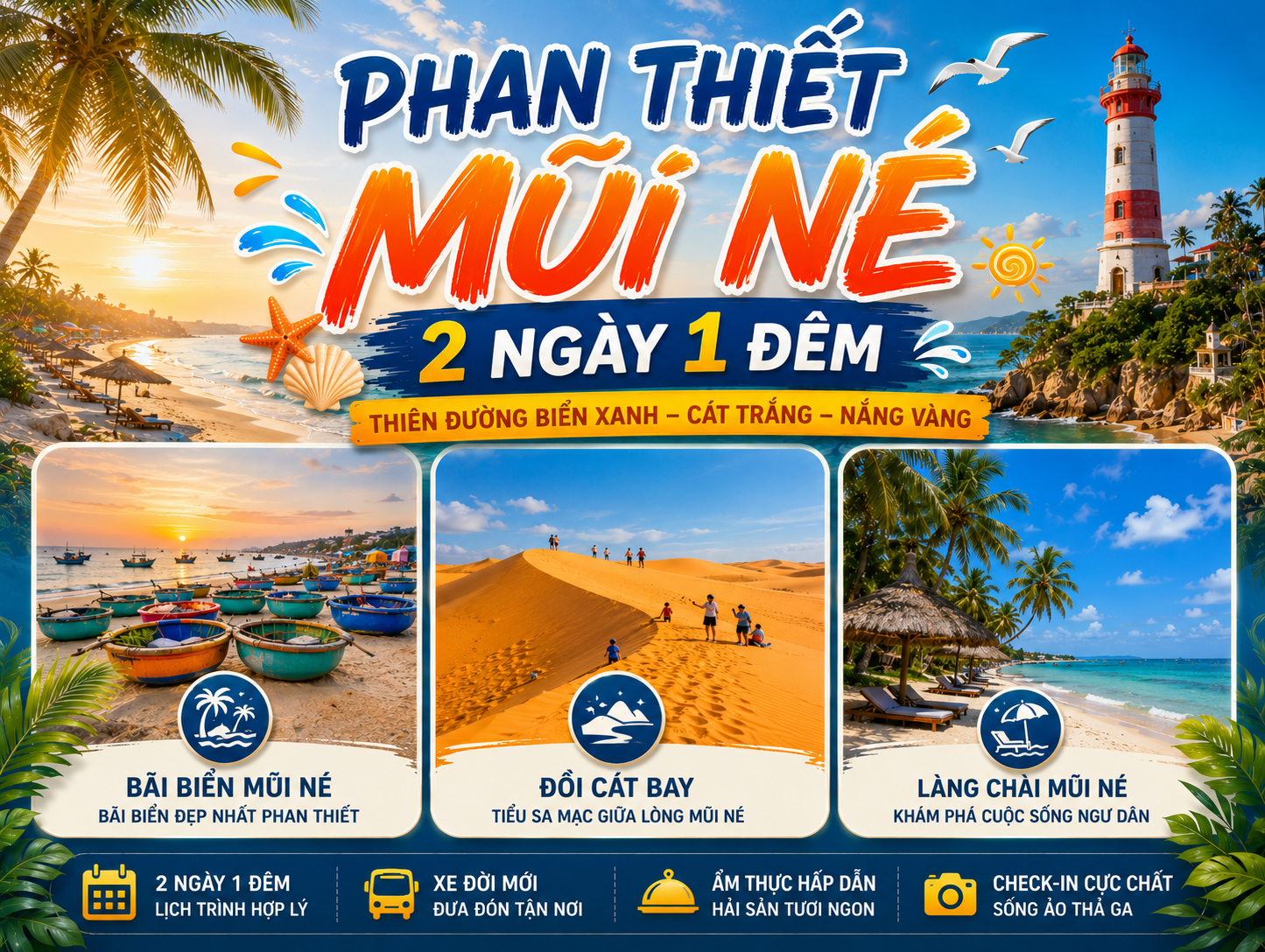 TOUR MŨI NÉ PHAN THIẾT 2N1Đ | TEAMBUILDING BIỂN – GALA DINNER – NGHỈ RESORT 3 SAO